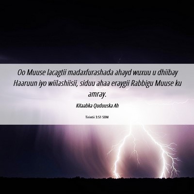 Picture 06 - Tirintii 3:51 SOM - Oo Muuse lacagtii madaxfurashada ahayd wuxuu u - Bible Verse Picture