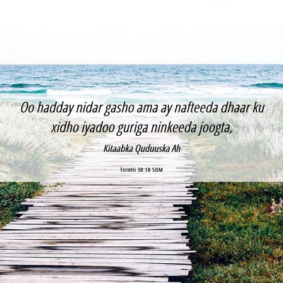 Picture 06 - Tirintii 30:10 SOM - Oo hadday nidar gasho ama ay nafteeda dhaar ku - Bible Verse Picture