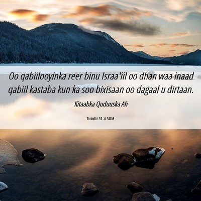 Picture 06 - Tirintii 31:4 SOM - Oo qabiilooyinka reer binu Israa'iil oo dhan waa - Bible Verse Picture