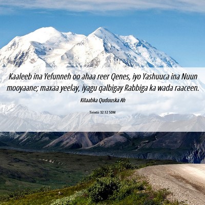 Picture 06 - Tirintii 32:12 SOM - Kaaleeb ina Yefunneh oo ahaa reer Qenes, iyo - Bible Verse Picture