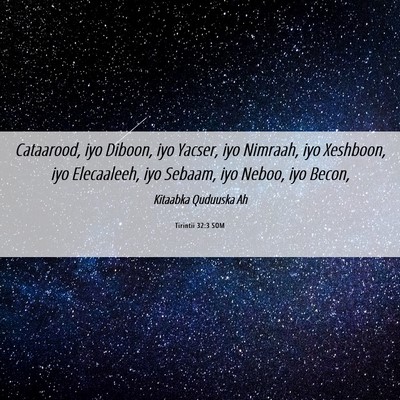 Picture 06 - Tirintii 32:3 SOM - Cataarood, iyo Diboon, iyo Yacser, iyo Nimraah, - Bible Verse Picture