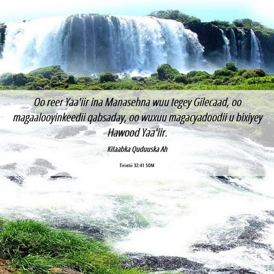 Picture 06 - Tirintii 32:41 SOM - Oo reer Yaa'iir ina Manasehna wuu tegey Gilecaad, - Bible Verse Picture