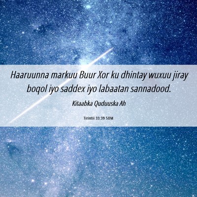 Picture 06 - Tirintii 33:39 SOM - Haaruunna markuu Buur Xor ku dhintay wuxuu jiray - Bible Verse Picture