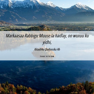 Picture 06 - Tirintii 34:16 SOM - Markaasaa Rabbigu Muuse la hadlay, oo wuxuu ku - Bible Verse Picture