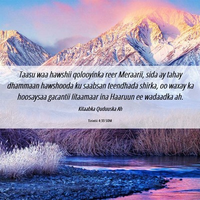 Picture 06 - Tirintii 4:33 SOM - Taasu waa hawshii qolooyinka reer Meraarii, sida - Bible Verse Picture