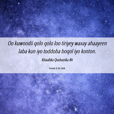 Picture 06 - Tirintii 4:36 SOM - Oo kuwoodii qolo qolo loo tiriyey waxay ahaayeen - Bible Verse Picture