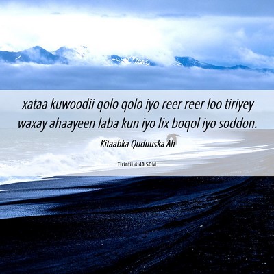 Picture 06 - Tirintii 4:40 SOM - xataa kuwoodii qolo qolo iyo reer reer loo - Bible Verse Picture