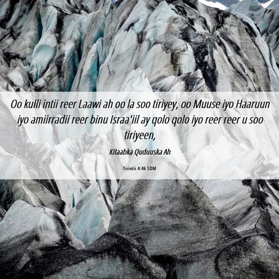Picture 06 - Tirintii 4:46 SOM - Oo kulli intii reer Laawi ah oo la soo tiriyey, - Bible Verse Picture