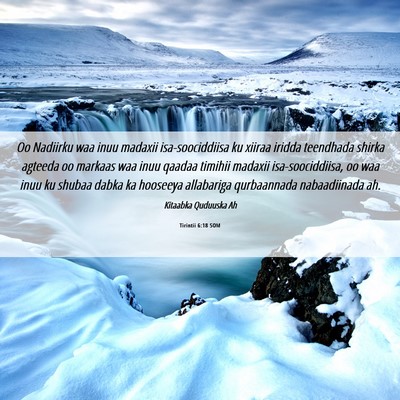 Picture 06 - Tirintii 6:18 SOM - Oo Nadiirku waa inuu madaxii isa-soociddiisa ku - Bible Verse Picture