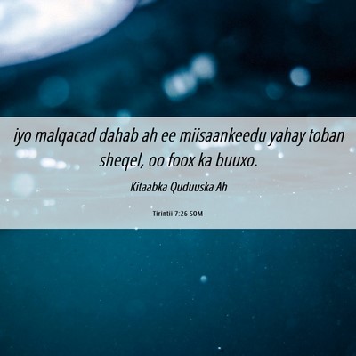 Picture 06 - Tirintii 7:26 SOM - iyo malqacad dahab ah ee miisaankeedu yahay toban - Bible Verse Picture