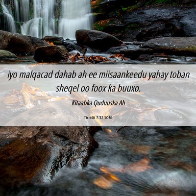 Picture 06 - Tirintii 7:32 SOM - iyo malqacad dahab ah ee miisaankeedu yahay toban - Bible Verse Picture