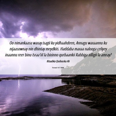 Picture 06 - Tirintii 9:7 SOM - Oo nimankaasu waxay isagii ku yidhaahdeen, Annagu - Bible Verse Picture