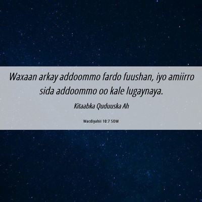 Picture 06 - Wacdiyahii 10:7 SOM - Waxaan arkay addoommo fardo fuushan, iyo amiirro - Bible Verse Picture