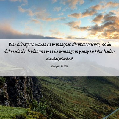 Picture 06 - Wacdiyahii 7:8 SOM - Wax bilowgiisa waxaa ka wanaagsan dhammaadkiisa, - Bible Verse Picture