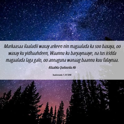 Picture 06 - Xaakinnada 1:24 SOM - Markaasaa ilaaladii waxay arkeen nin magaalada ka - Bible Verse Picture