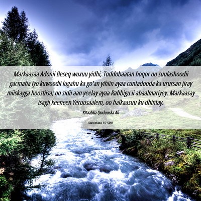 Picture 06 - Xaakinnada 1:7 SOM - Markaasaa Adonii Beseq wuxuu yidhi, Toddobaatan - Bible Verse Picture