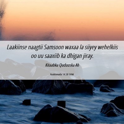 Picture 06 - Xaakinnada 14:20 SOM - Laakiinse naagtii Samsoon waxaa la siiyey - Bible Verse Picture