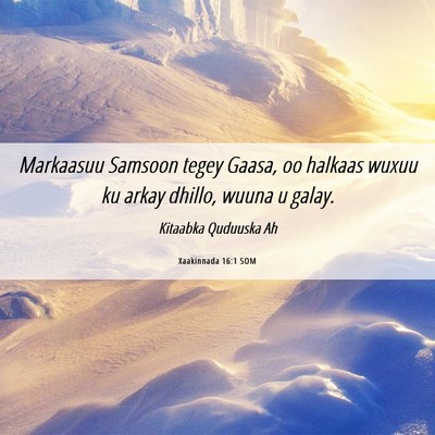 Picture 06 - Xaakinnada 16:1 SOM - Markaasuu Samsoon tegey Gaasa, oo halkaas wuxuu - Bible Verse Picture