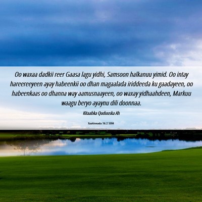 Picture 06 - Xaakinnada 16:2 SOM - Oo waxaa dadkii reer Gaasa lagu yidhi, Samsoon - Bible Verse Picture