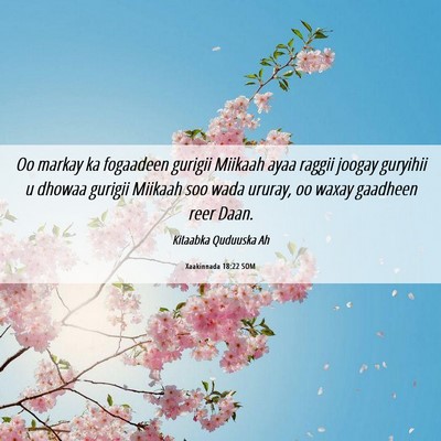 Picture 06 - Xaakinnada 18:22 SOM - Oo markay ka fogaadeen gurigii Miikaah ayaa - Bible Verse Picture