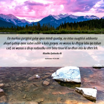 Picture 06 - Xaakinnada 19:29 SOM - Oo markuu gurigiisii galay ayuu mindi qaaday, oo - Bible Verse Picture