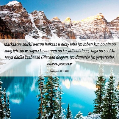 Picture 06 - Xaakinnada 21:10 SOM - Markaasaa shirkii wuxuu halkaas u diray laba iyo - Bible Verse Picture