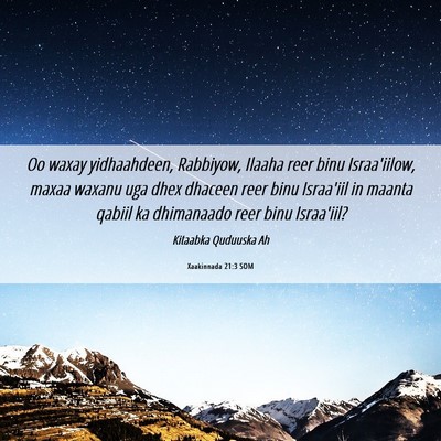 Picture 06 - Xaakinnada 21:3 SOM - Oo waxay yidhaahdeen, Rabbiyow, Ilaaha reer binu - Bible Verse Picture