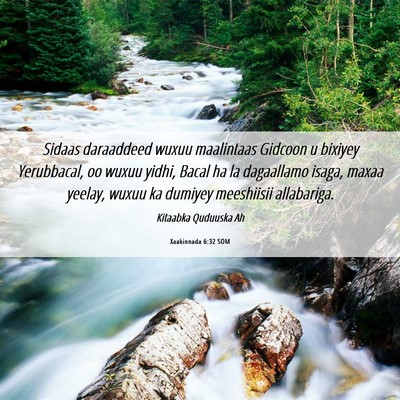 Picture 06 - Xaakinnada 6:32 SOM - Sidaas daraaddeed wuxuu maalintaas Gidcoon u - Bible Verse Picture