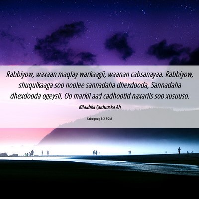 Picture 06 - Xabaquuq 3:2 SOM - Rabbiyow, waxaan maqlay warkaagii, waanan - Bible Verse Picture