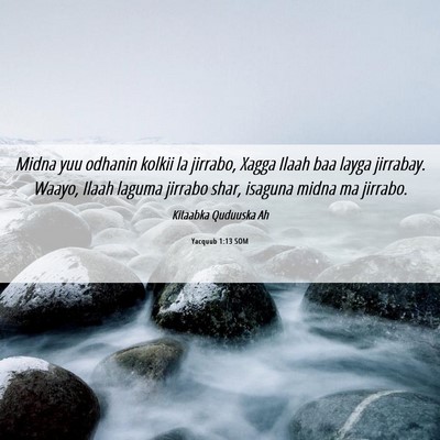 Picture 06 - Yacquub 1:13 SOM - Midna yuu odhanin kolkii la jirrabo, Xagga Ilaah - Bible Verse Picture