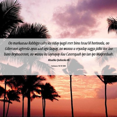 Picture 06 - Yashuuca 10:10 SOM - Oo markaasaa Rabbigu cabsi ku riday iyagii reer - Bible Verse Picture