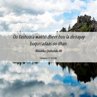 Picture 06 - Yashuuca 11:18 SOM - Oo Yashuuca wakhti dheer buu la dirirayay - Bible Verse Picture