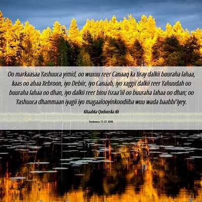 Picture 06 - Yashuuca 11:21 SOM - Oo markaasaa Yashuuca yimid, oo wuxuu reer Canaaq - Bible Verse Picture