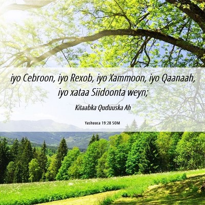 Picture 06 - Yashuuca 19:28 SOM - iyo Cebroon, iyo Rexob, iyo Xammoon, iyo Qaanaah, - Bible Verse Picture
