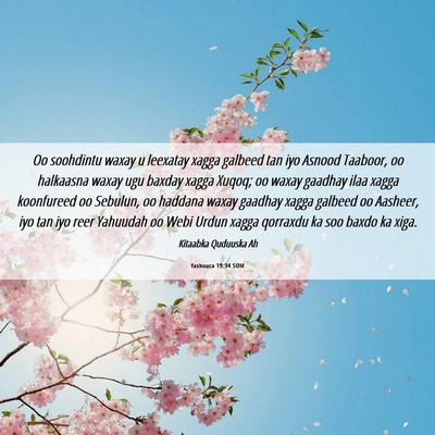 Picture 06 - Yashuuca 19:34 SOM - Oo soohdintu waxay u leexatay xagga galbeed tan - Bible Verse Picture