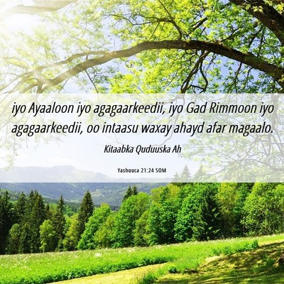 Picture 06 - Yashuuca 21:24 SOM - iyo Ayaaloon iyo agagaarkeedii, iyo Gad Rimmoon - Bible Verse Picture