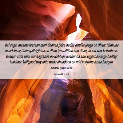 Picture 06 - Yashuuca 23:14 SOM - Bal eega, maanta waxaan mari doonaa jidka dadka - Bible Verse Picture