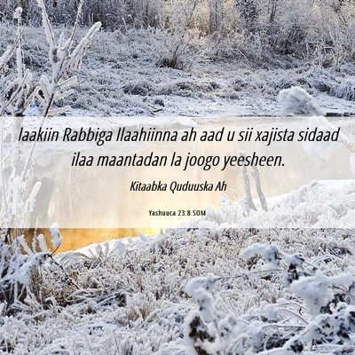 Picture 06 - Yashuuca 23:8 SOM - laakiin Rabbiga Ilaahiinna ah aad u sii xajista - Bible Verse Picture