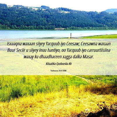 Picture 06 - Yashuuca 24:4 SOM - Isxaaqna waxaan siiyey Yacquub iyo Ceesaw; - Bible Verse Picture