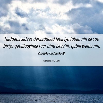 Picture 06 - Yashuuca 3:12 SOM - Haddaba sidaas daraaddeed laba iyo toban nin ka - Bible Verse Picture