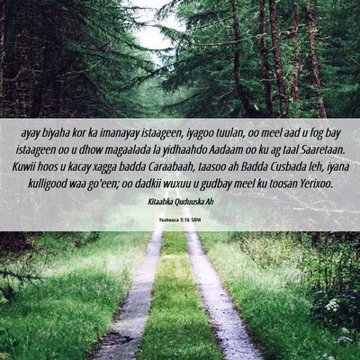 Picture 06 - Yashuuca 3:16 SOM - ayay biyaha kor ka imanayay istaageen, iyagoo - Bible Verse Picture