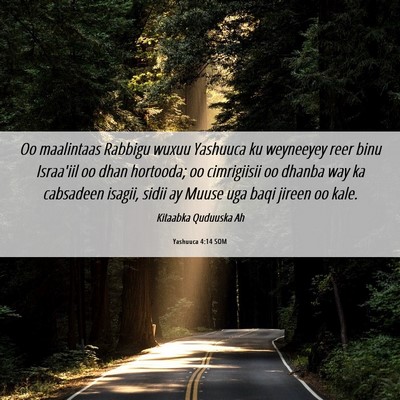 Picture 06 - Yashuuca 4:14 SOM - Oo maalintaas Rabbigu wuxuu Yashuuca ku weyneeyey - Bible Verse Picture