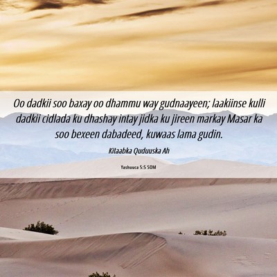 Picture 06 - Yashuuca 5:5 SOM - Oo dadkii soo baxay oo dhammu way gudnaayeen; - Bible Verse Picture