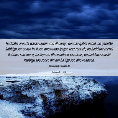 Picture 06 - Yashuuca 7:14 SOM - Haddaba aroorta waxaa laydiin soo dhowayn doonaa - Bible Verse Picture