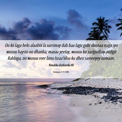 Picture 06 - Yashuuca 7:15 SOM - Oo kii laga helo alaabtii la xarrimay dab baa - Bible Verse Picture