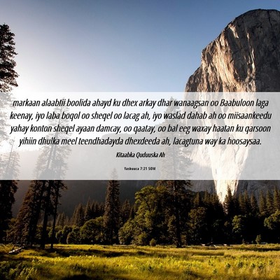 Picture 06 - Yashuuca 7:21 SOM - markaan alaabtii boolida ahayd ku dhex arkay dhar - Bible Verse Picture