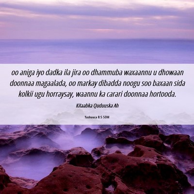 Picture 06 - Yashuuca 8:5 SOM - oo aniga iyo dadka ila jira oo dhammuba waxaannu - Bible Verse Picture