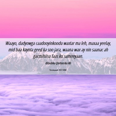 Picture 06 - Yeremyaah 10:3 SOM - Waayo, dadyowga caadooyinkoodu waxtar ma leh, - Bible Verse Picture