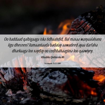Picture 06 - Yeremyaah 13:22 SOM - Oo haddaad qalbigaaga iska tidhaahdid, Bal maxaa - Bible Verse Picture