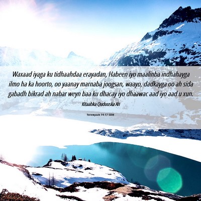 Picture 06 - Yeremyaah 14:17 SOM - Waxaad iyaga ku tidhaahdaa erayadan, Habeen iyo - Bible Verse Picture